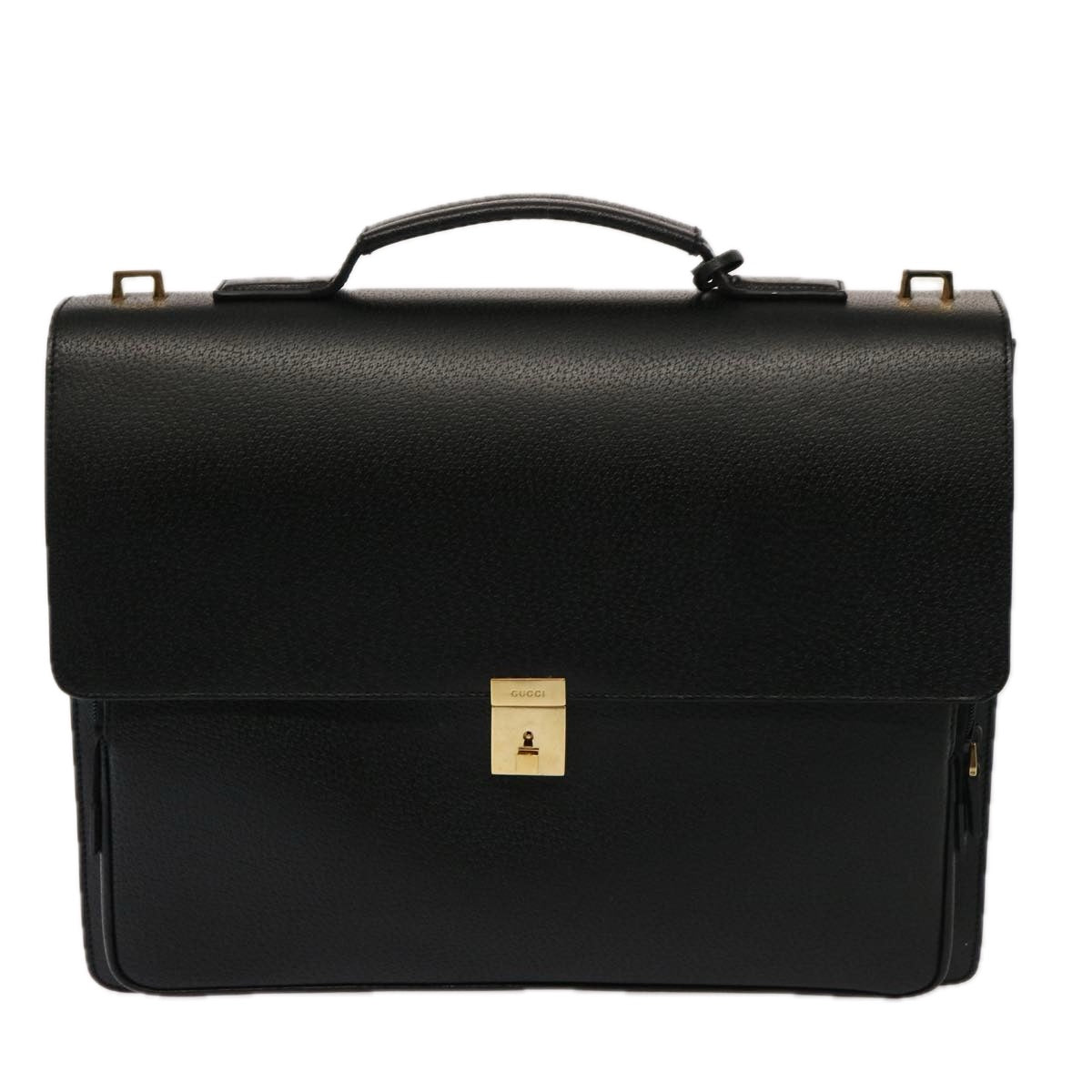 GUCCI Business Bag Leather Outlet 2way Black 76386