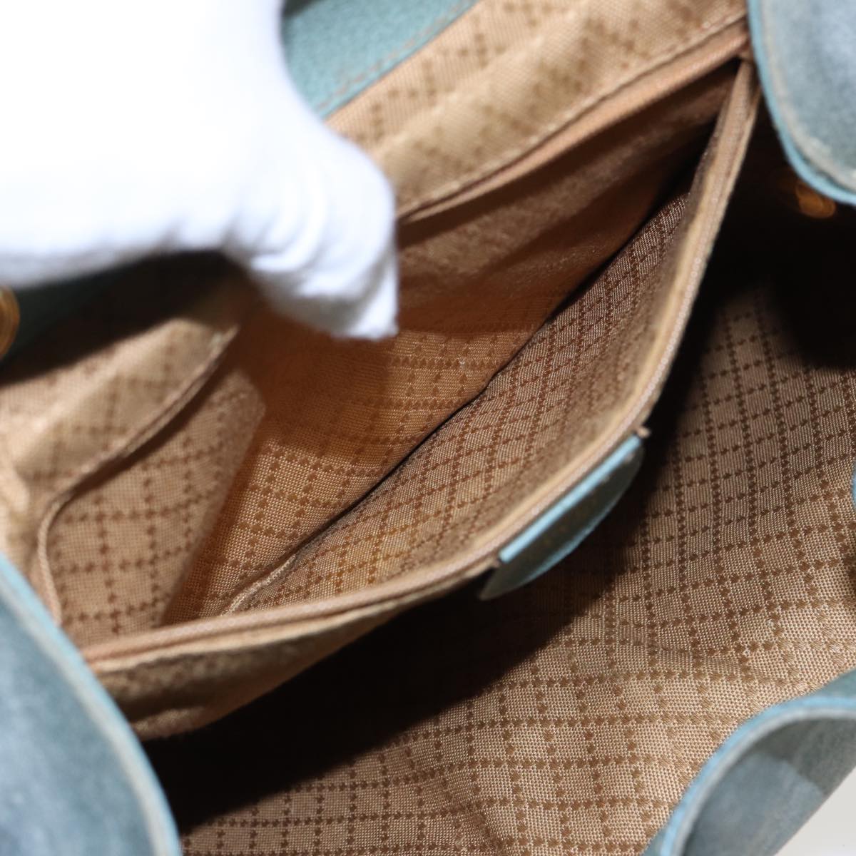 GUCCI Bamboo Backpack Suede Blue 003 1998 0016 76388