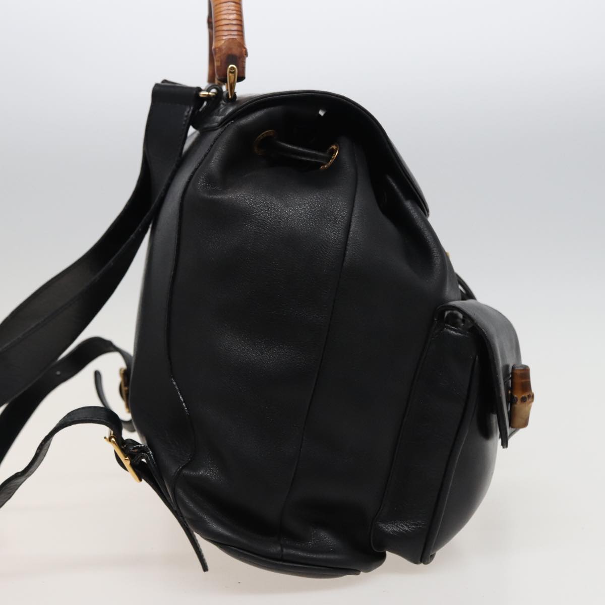 GUCCI Bamboo Backpack Leather Black 003 2058 0016 76392