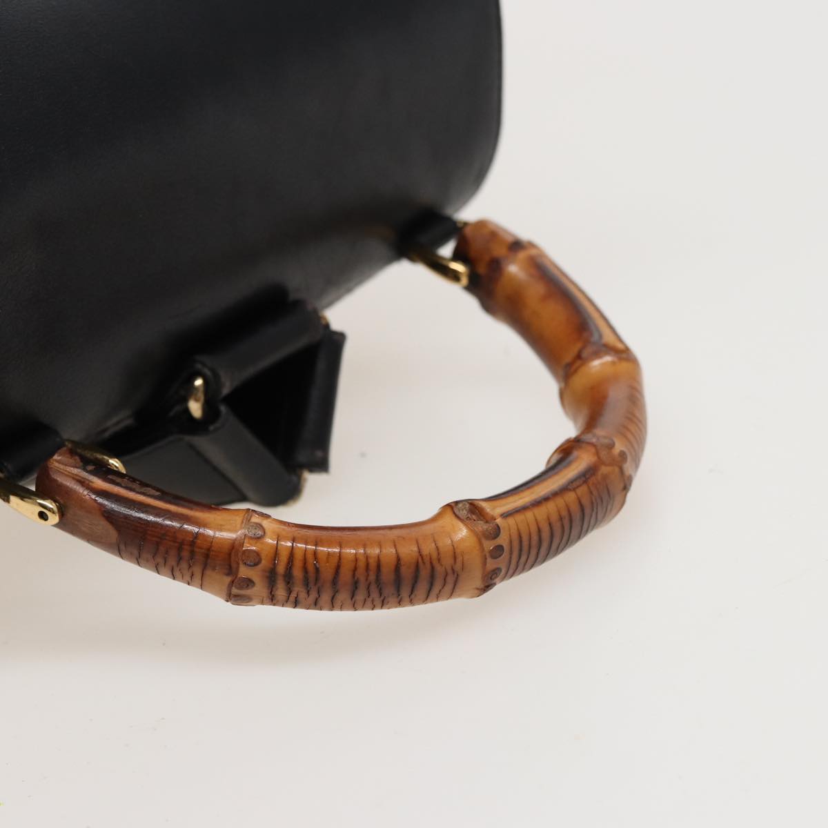 GUCCI Bamboo Backpack Leather Black 003 2058 0016 76392