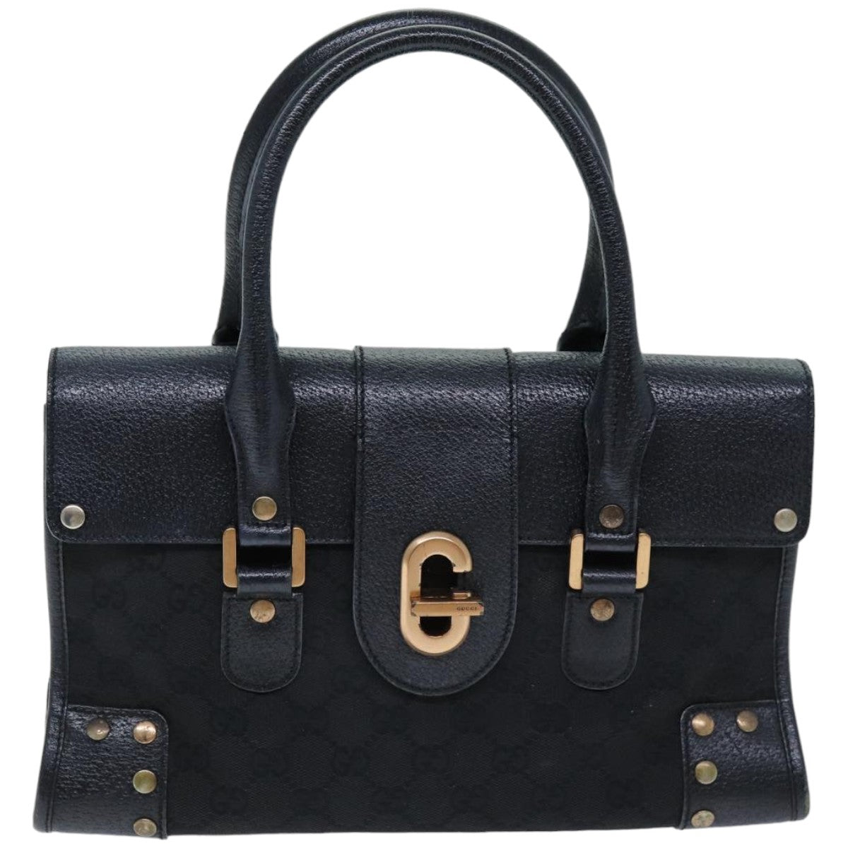 GUCCI GG Canvas Hand Bag Black 124286 76395