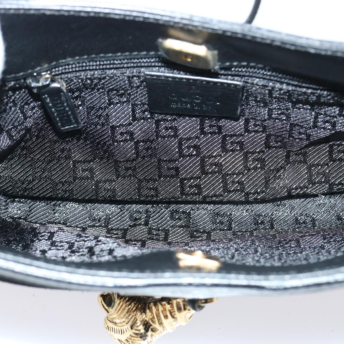 GUCCI Shoulder Bag Suede Black 001 4115 76397