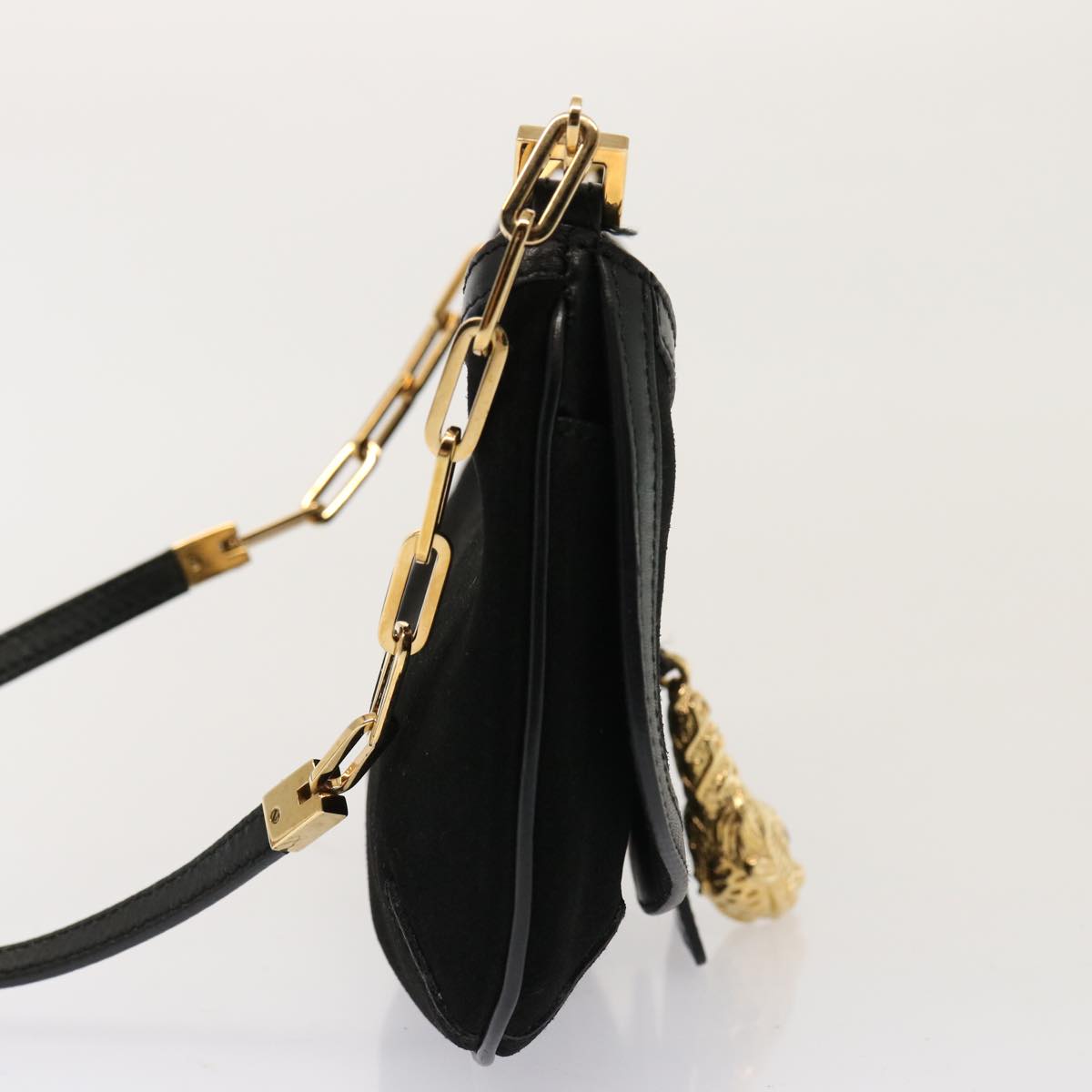 GUCCI Shoulder Bag Suede Black 001 4115 76397