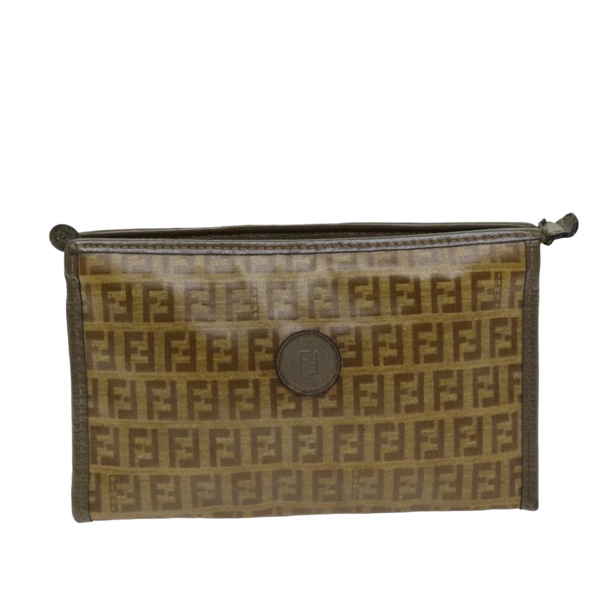 FENDI Zucchino Canvas Pouch Vintage Brown 76457