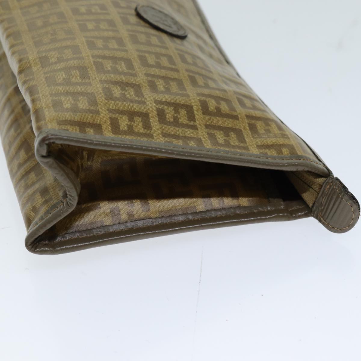 FENDI Zucchino Canvas Pouch Vintage Brown 76457