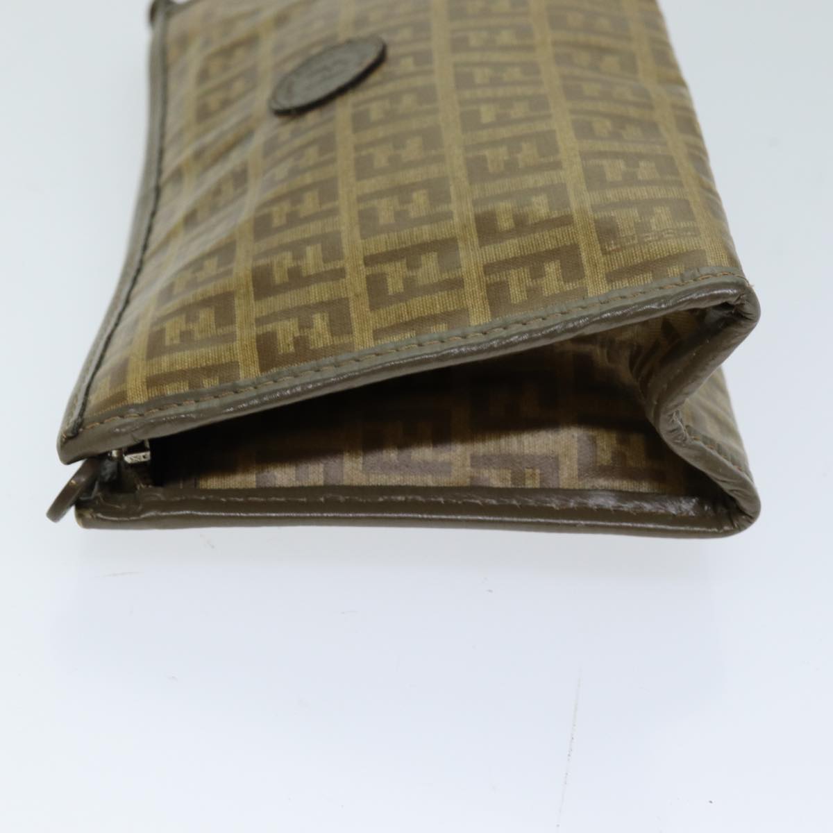 FENDI Zucchino Canvas Pouch Vintage Brown 76457