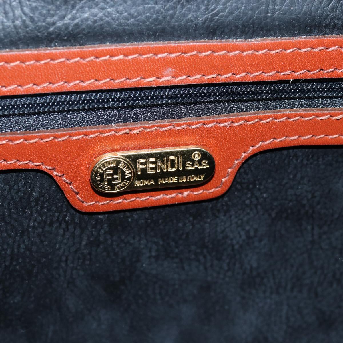 FENDI Pecan Canvas Shoulder Bag Brown Black 76475