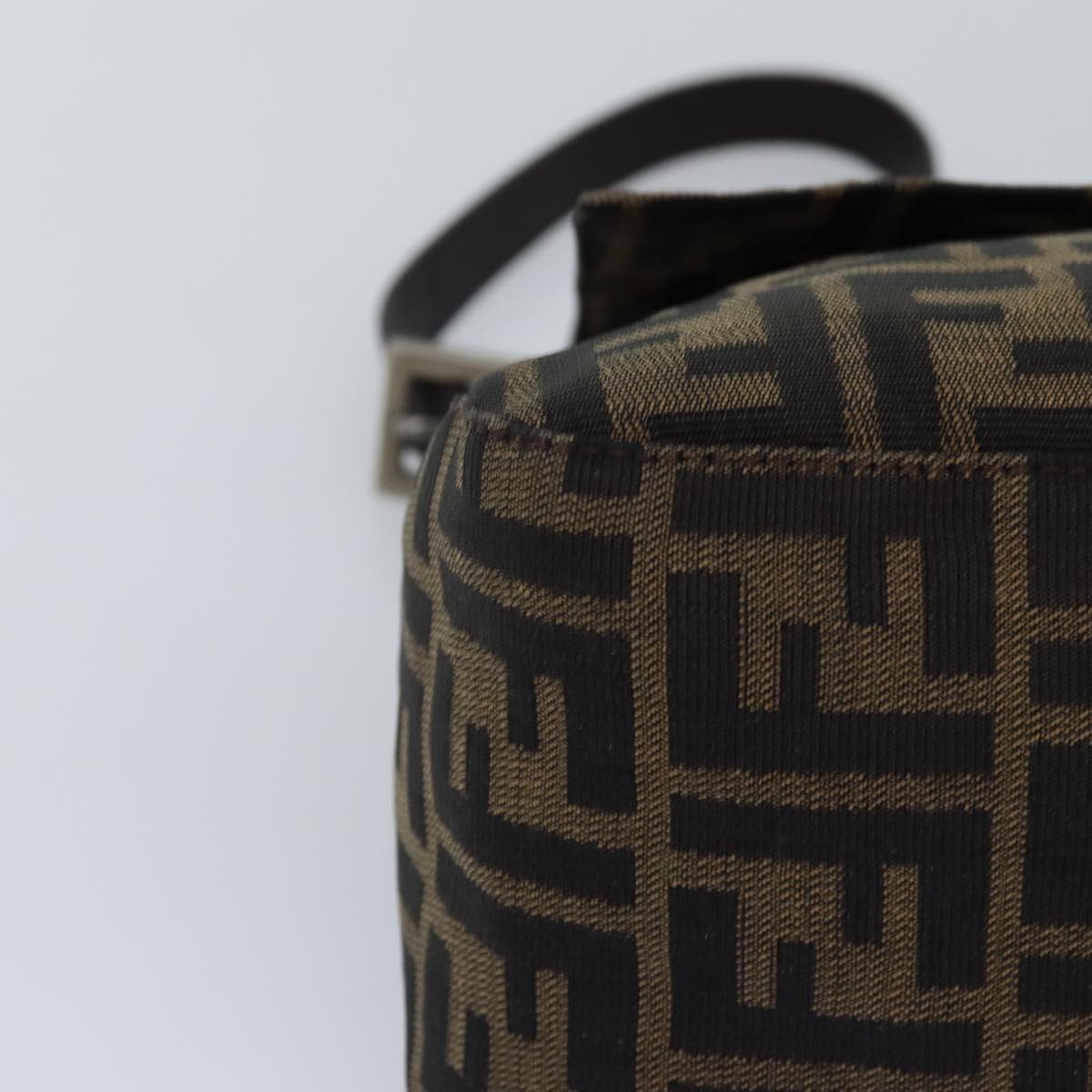 FENDI Zucca Canvas Mamma Baguette Shoulder Bag Black Brown 76476