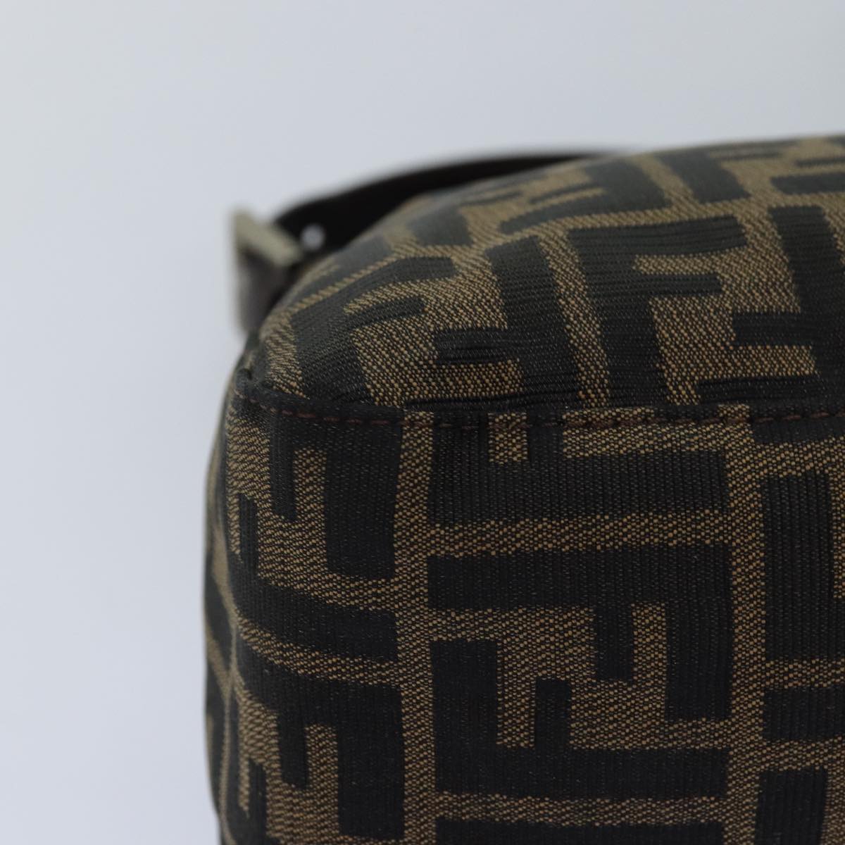 FENDI Zucca Canvas Mamma Baguette Shoulder Bag Black Brown 76476