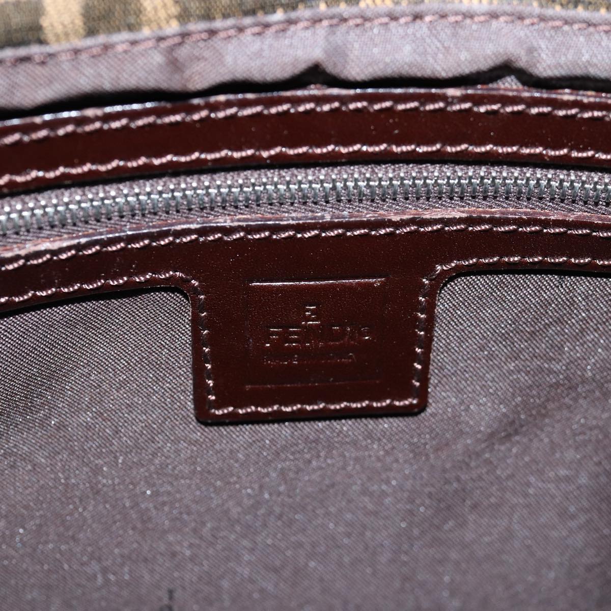 FENDI Zucca Canvas Mamma Baguette Shoulder Bag Black Brown 76476