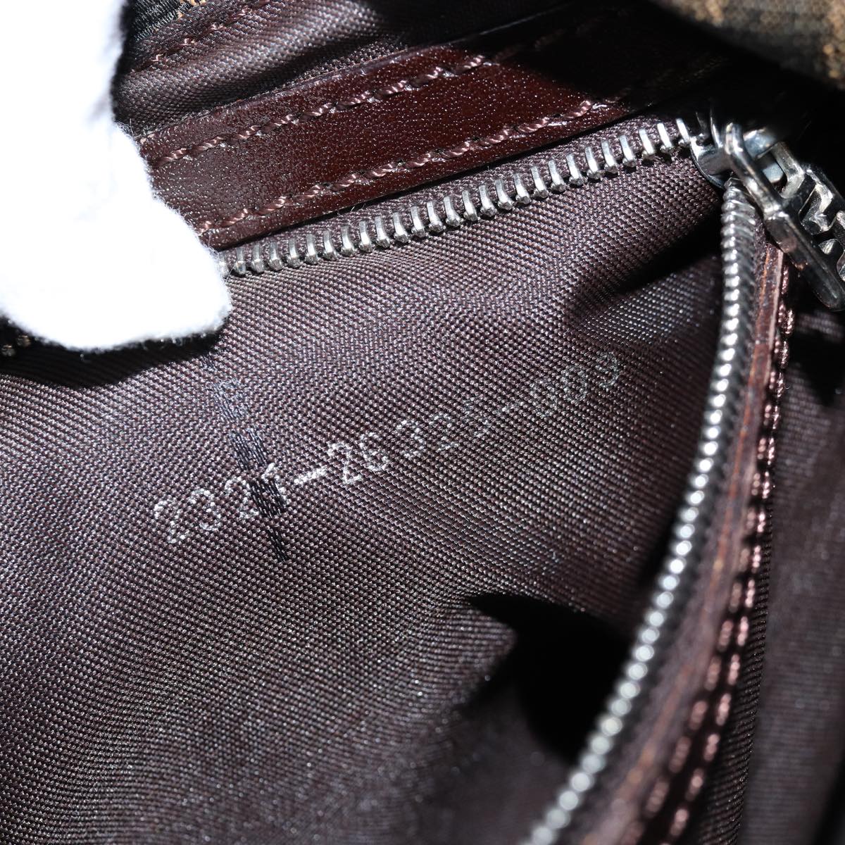 FENDI Zucca Canvas Mamma Baguette Shoulder Bag Black Brown 76476