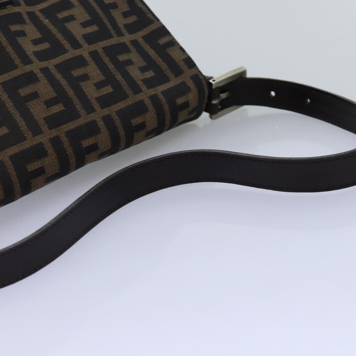 FENDI Zucca Canvas Mamma Baguette Shoulder Bag Black Brown 76476
