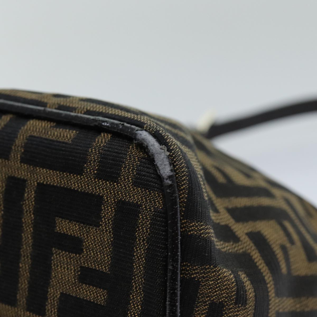 FENDI Zucca Canvas Mamma Baguette Shoulder Bag Black Brown 76559