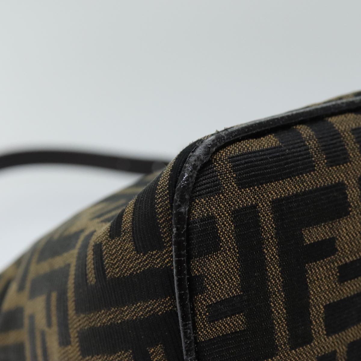 FENDI Zucca Canvas Mamma Baguette Shoulder Bag Black Brown 76559