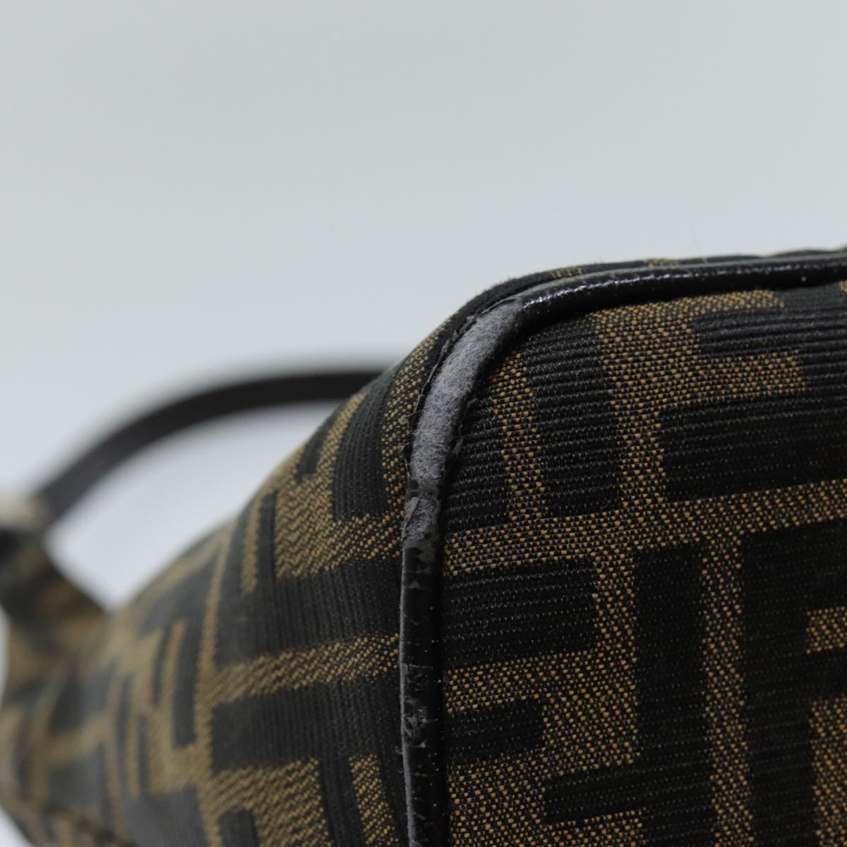 FENDI Zucca Canvas Mamma Baguette Shoulder Bag Black Brown 76559