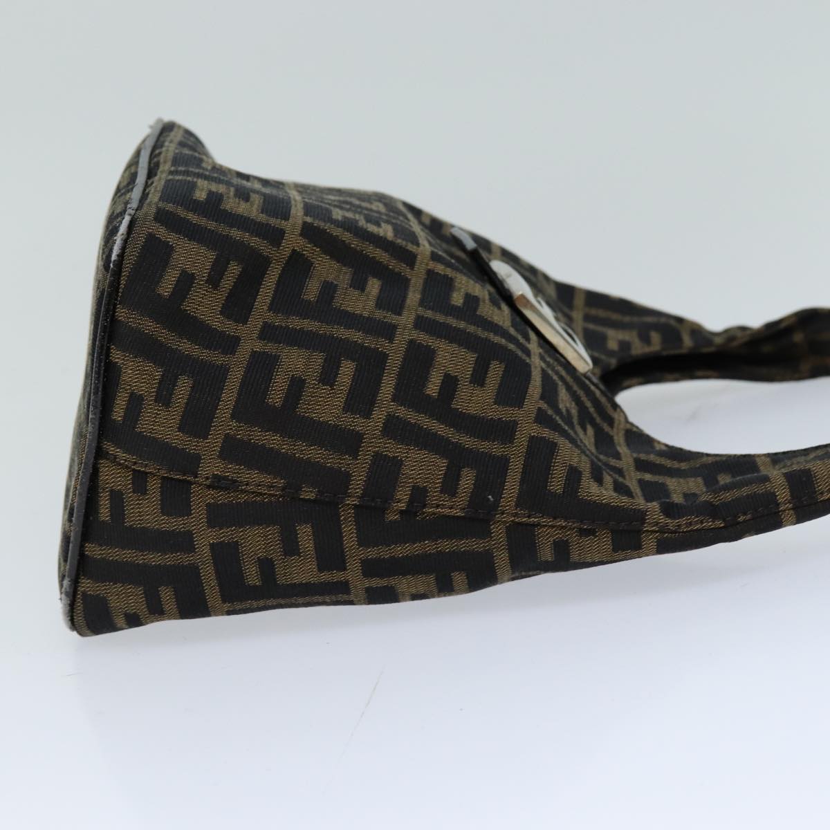 FENDI Zucca Canvas Mamma Baguette Shoulder Bag Black Brown 76559