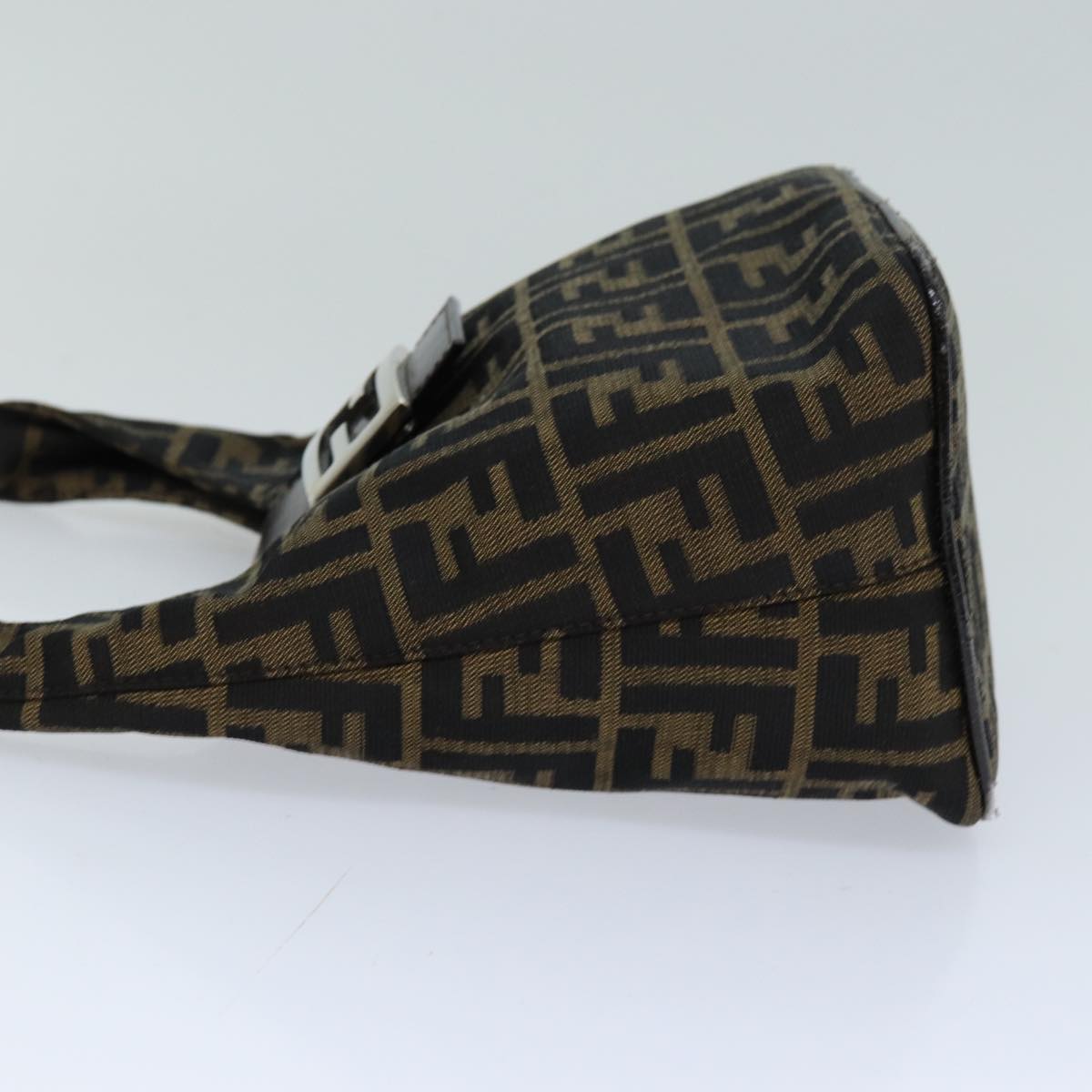 FENDI Zucca Canvas Mamma Baguette Shoulder Bag Black Brown 76559