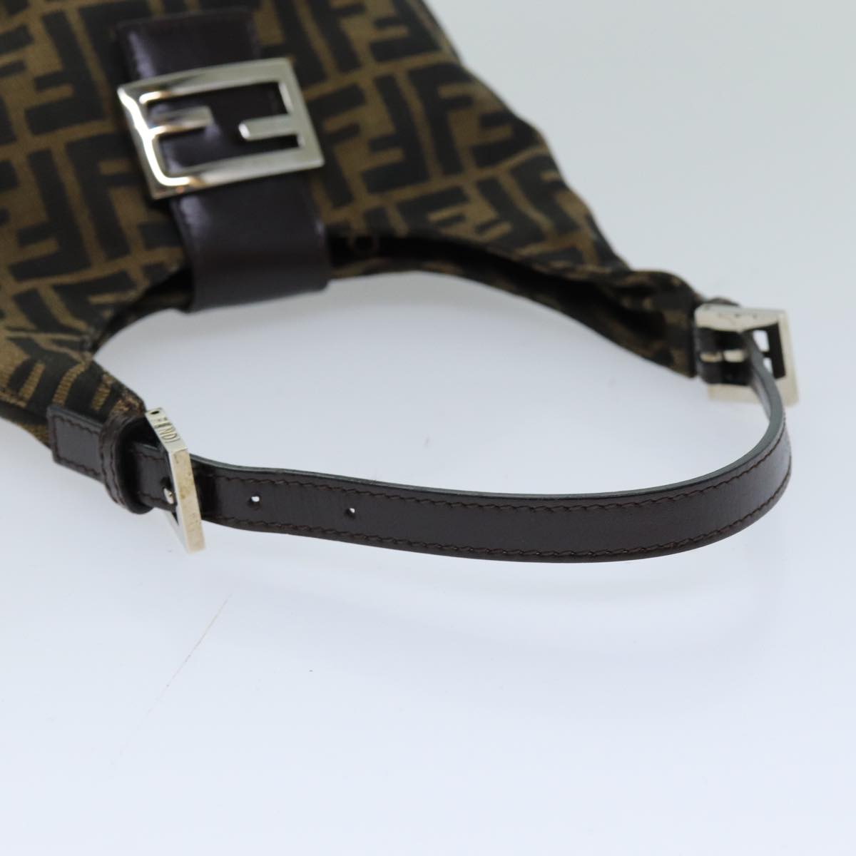 FENDI Zucca Canvas Mamma Baguette Shoulder Bag Black Brown 76559