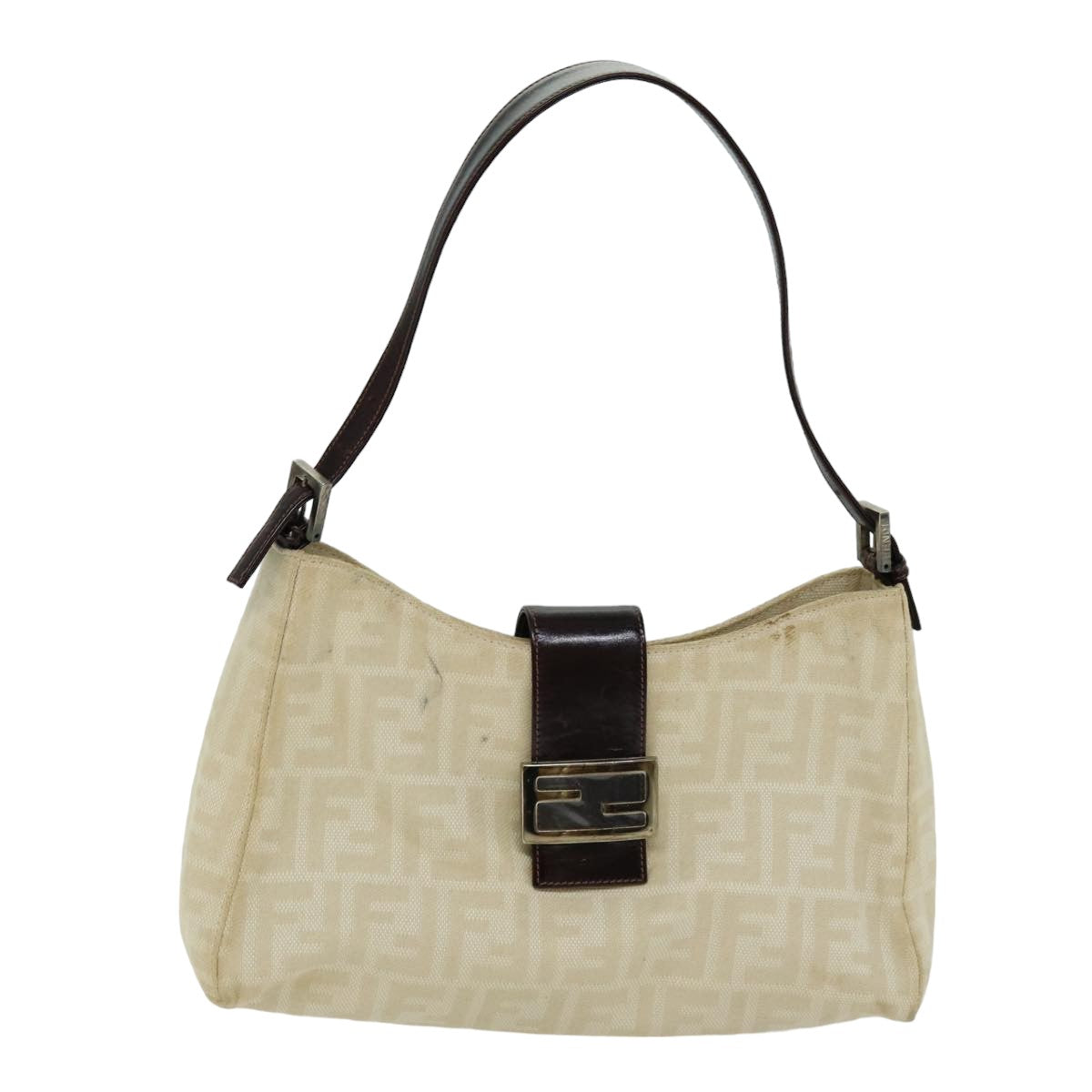 FENDI Zucca Canvas Mamma Baguette Shoulder Bag Beige 76561