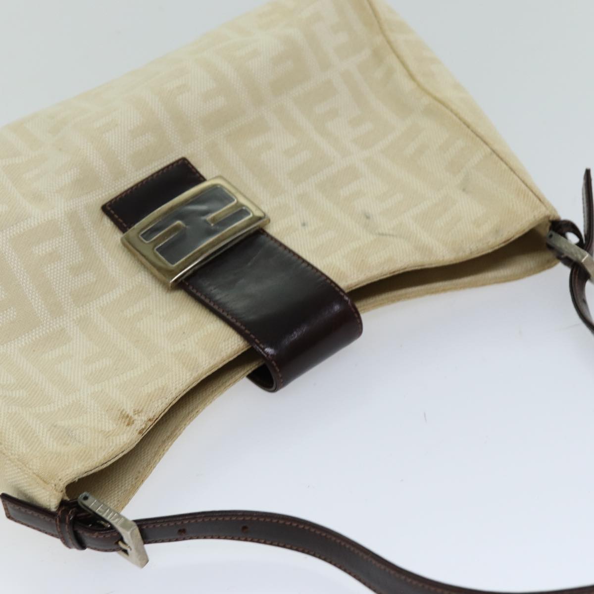 FENDI Zucca Canvas Mamma Baguette Shoulder Bag Beige 76561