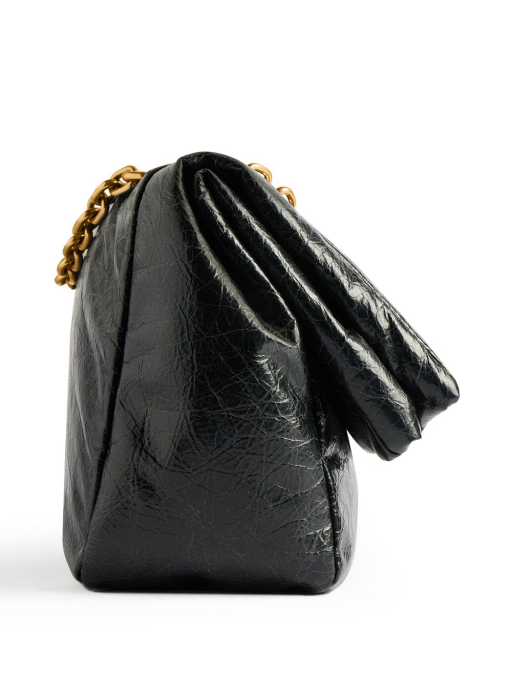 MONACO S BLACK BAG WITH GOLDEN CHAIN LOGO