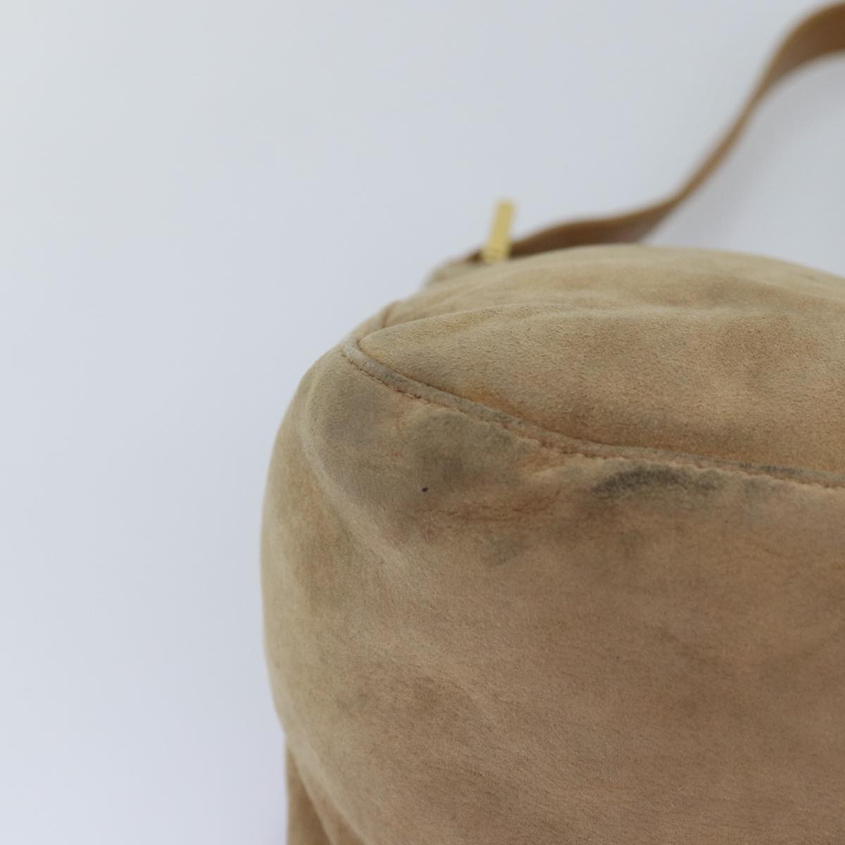 FENDI Mamma Baguette Shoulder Bag Suede Beige 76610
