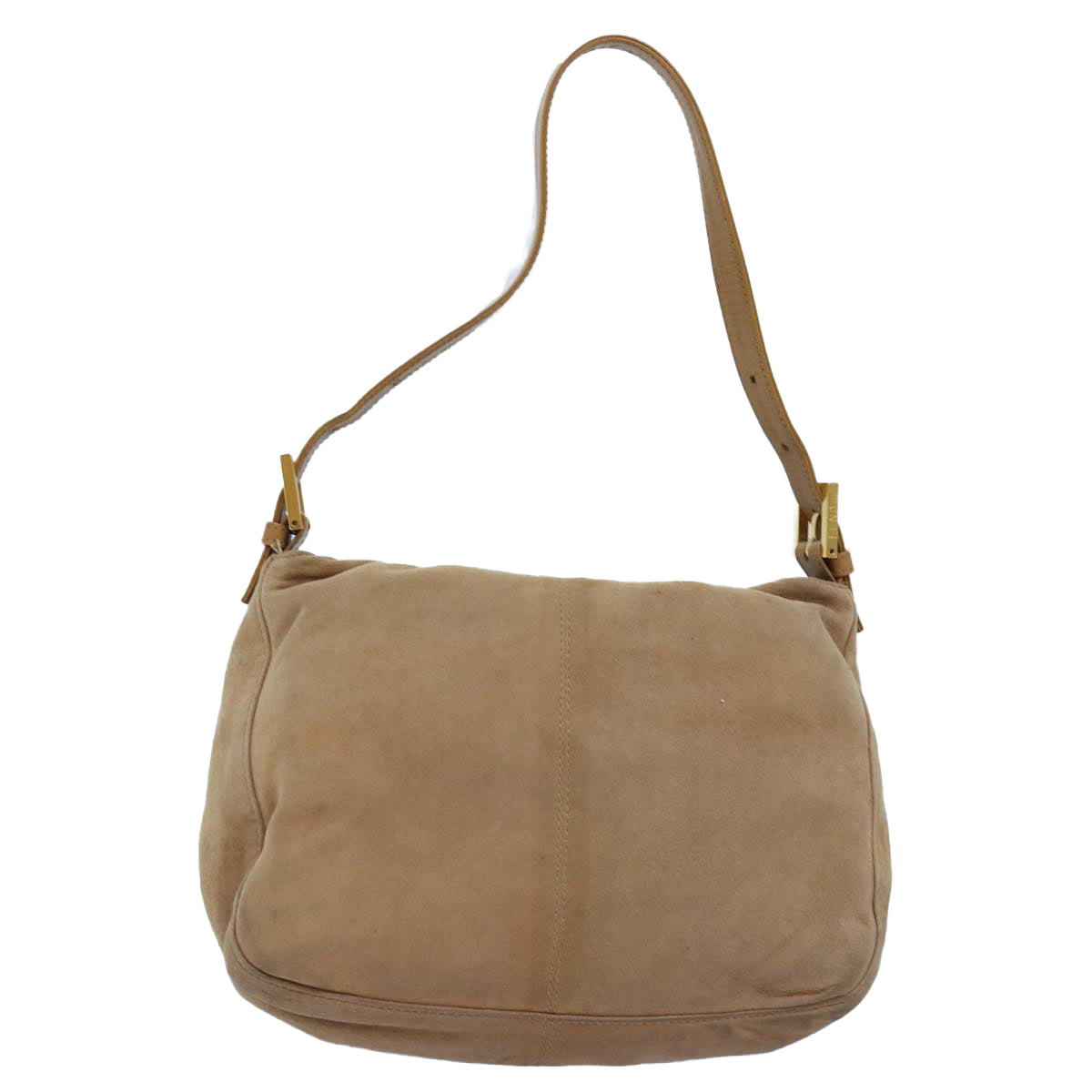 FENDI Mamma Baguette Shoulder Bag Suede Beige 76610