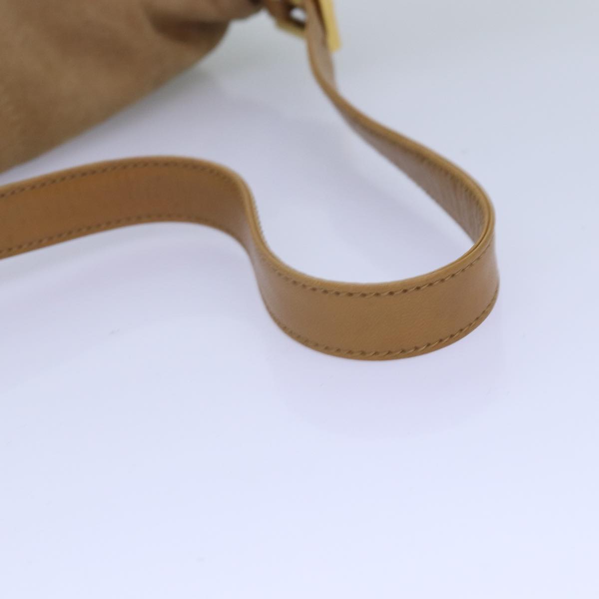 FENDI Mamma Baguette Shoulder Bag Suede Beige 76610