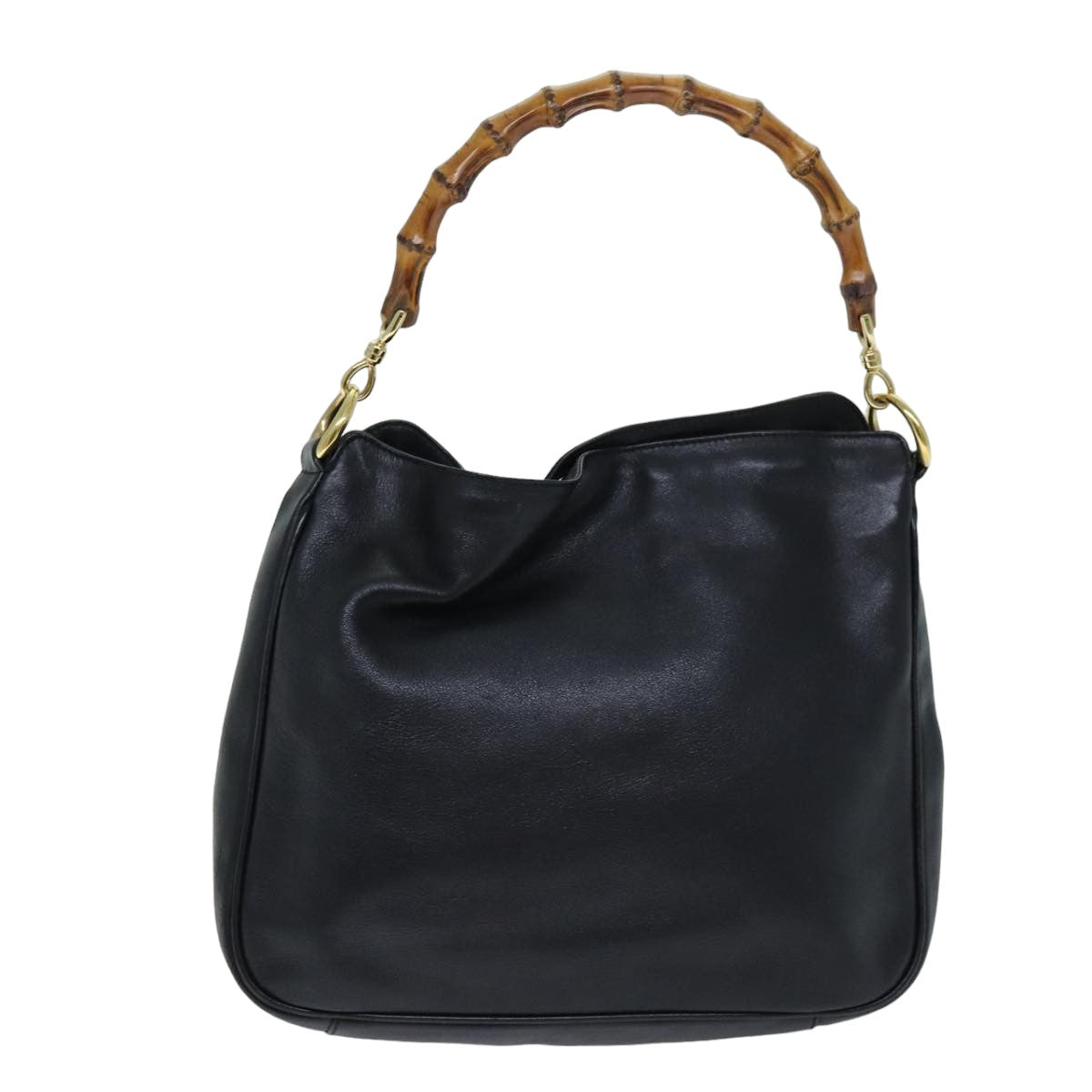 GUCCI Bamboo Hand Bag Leather Black 001 1638 76633