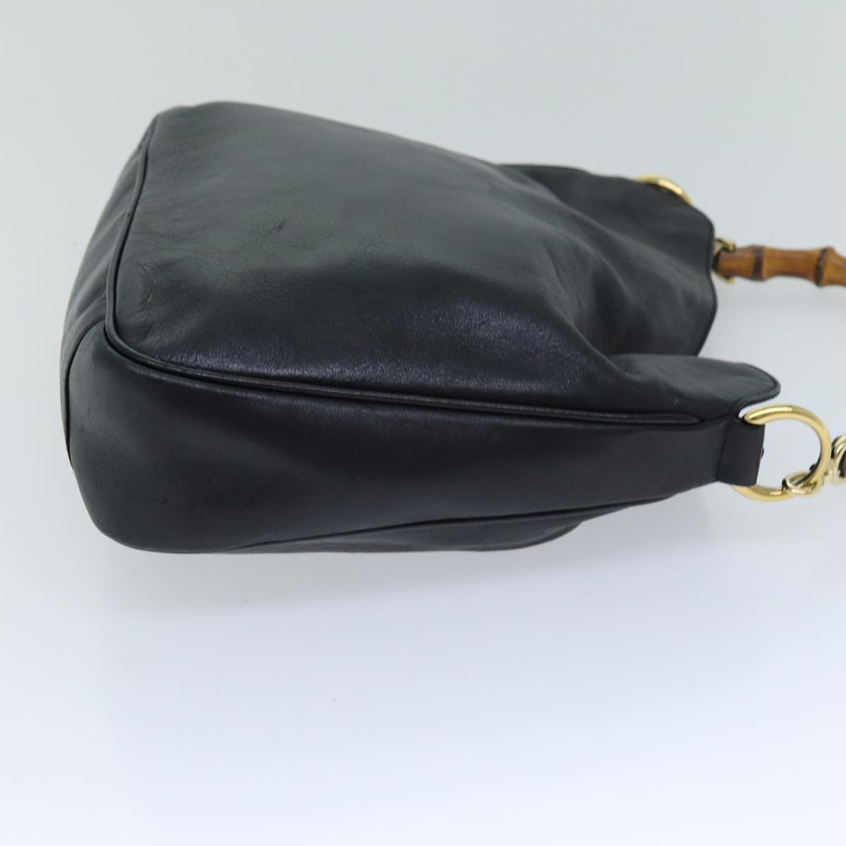 GUCCI Bamboo Hand Bag Leather Black 001 1638 76633