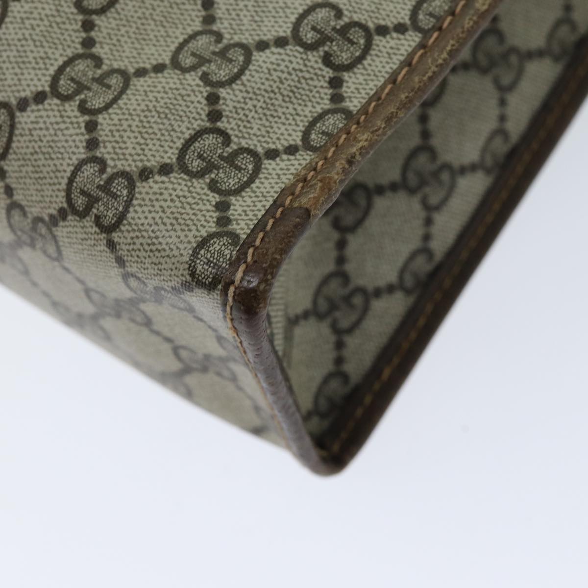 GUCCI GG Supreme Web Sherry Line Hand Bag PVC Beige Red Green 76635