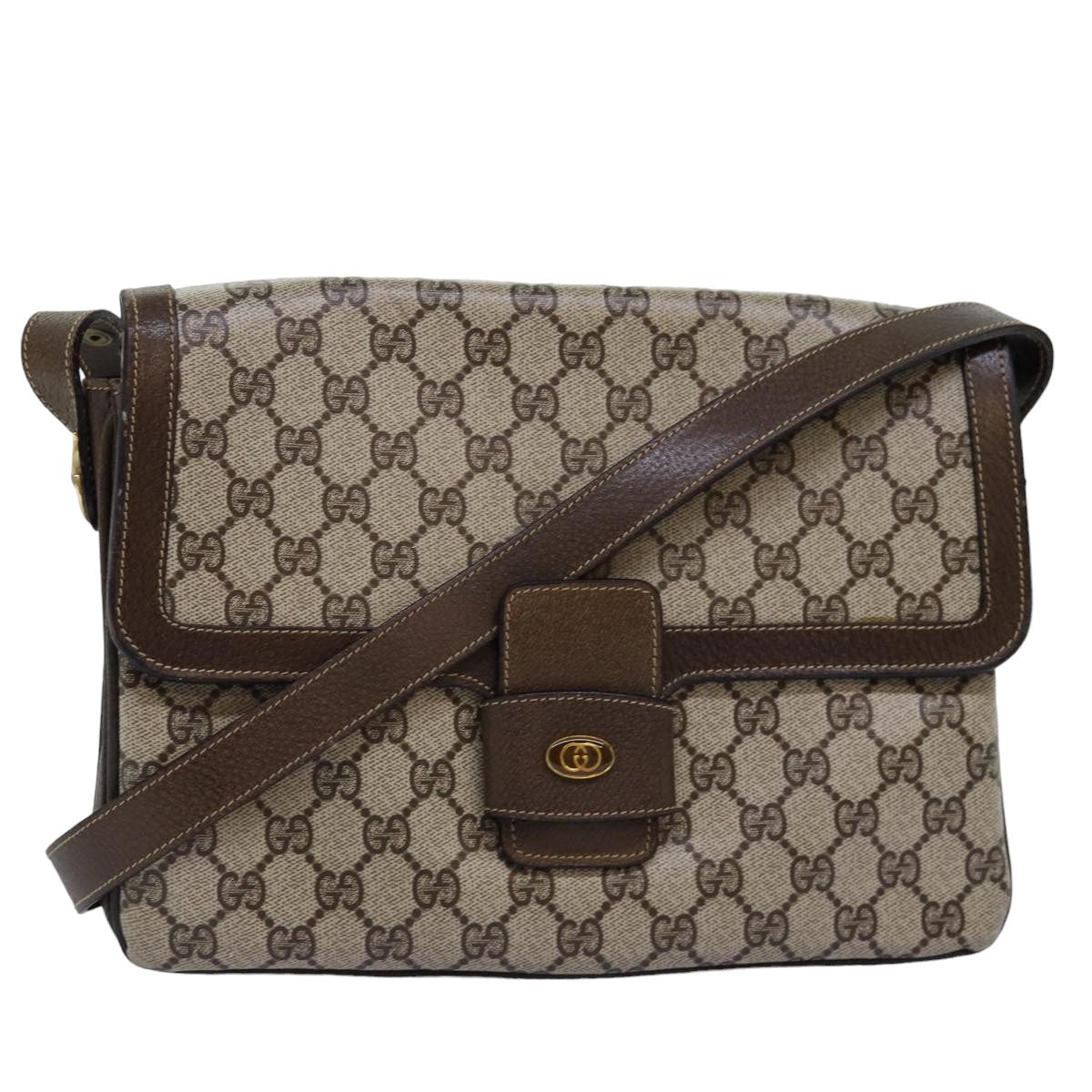 GUCCI GG Supreme Shoulder Bag PVC Leather Beige 76670