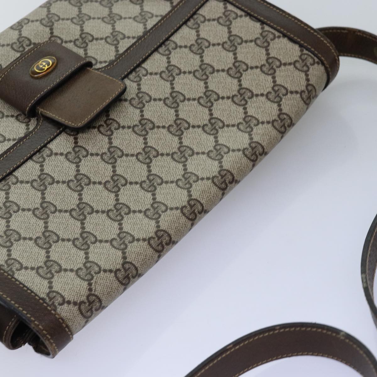 GUCCI GG Supreme Shoulder Bag PVC Leather Beige 76670