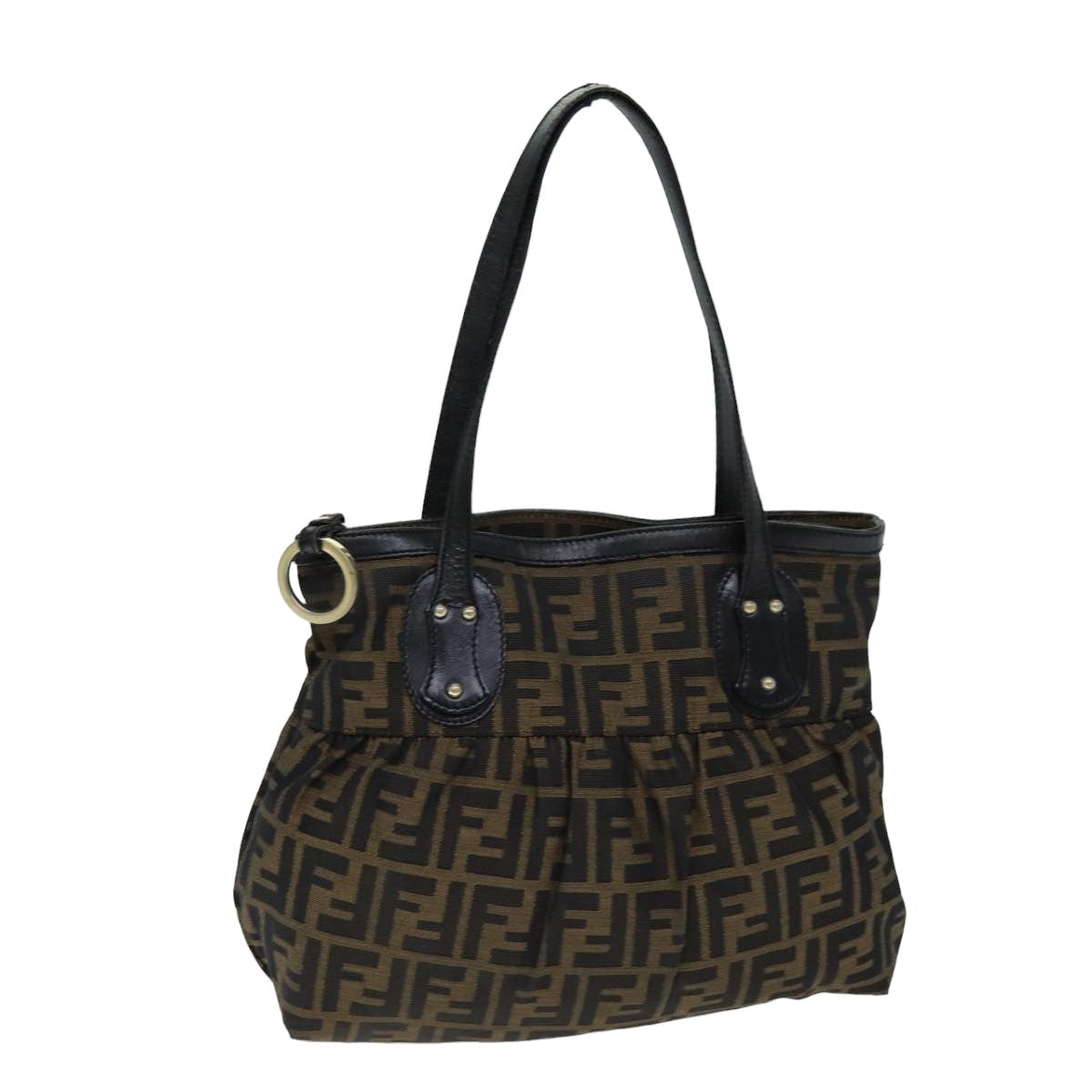 FENDI Zucca Canvas Tote Bag Black Brown 76722