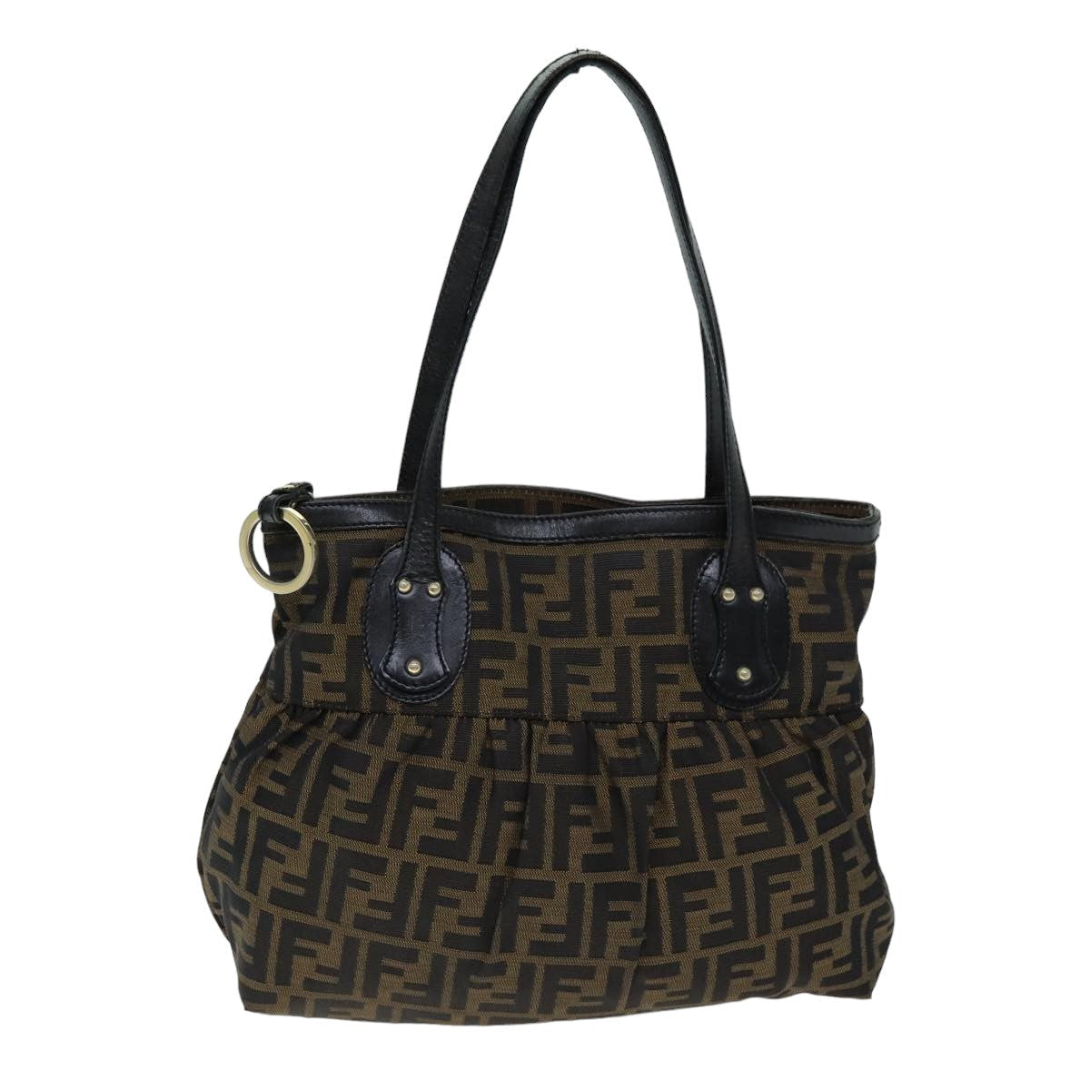 FENDI Zucca Canvas Tote Bag Black Brown 76722
