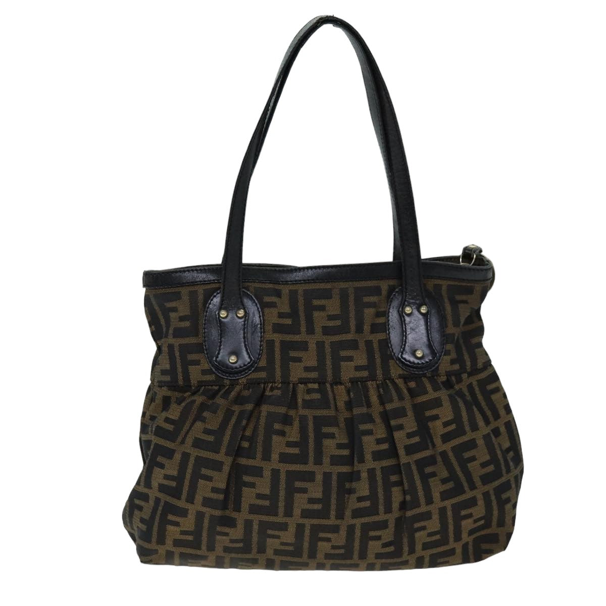 FENDI Zucca Canvas Tote Bag Black Brown 76722