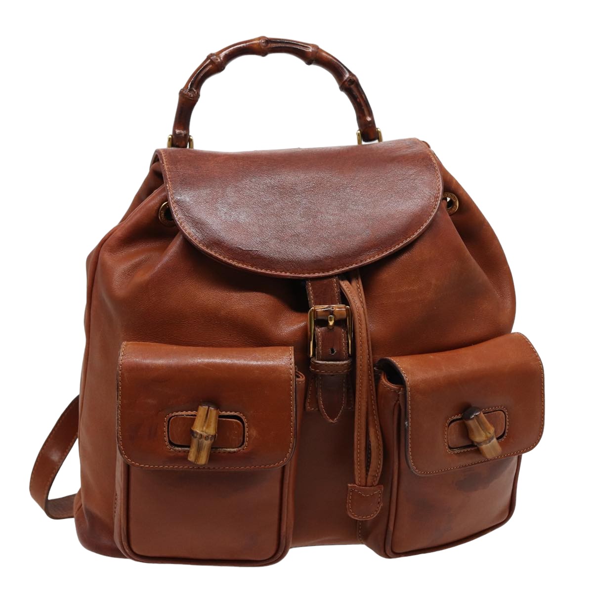 GUCCI Bamboo Backpack Leather Brown 003 2058 0016 76808