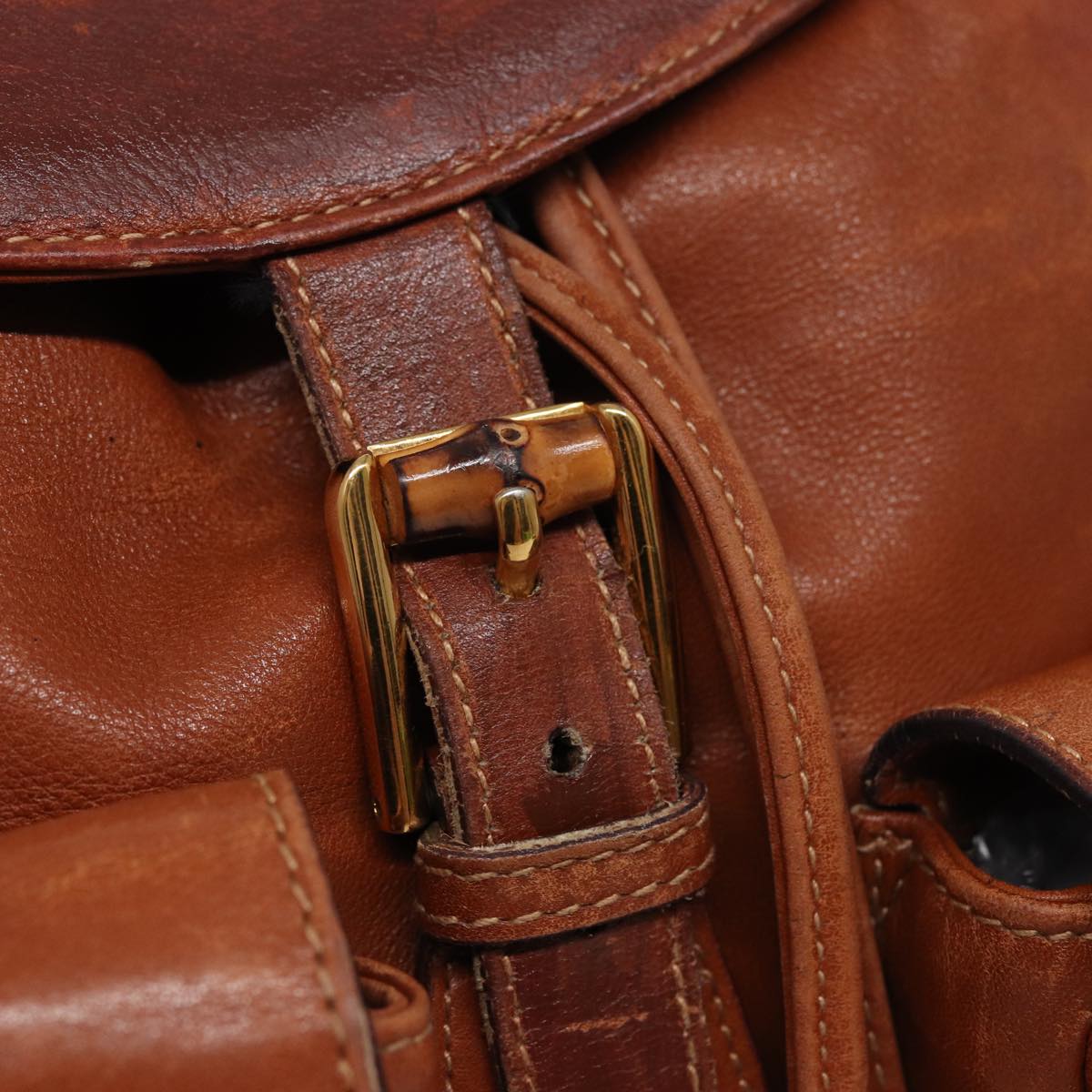 GUCCI Bamboo Backpack Leather Brown 003 2058 0016 76808