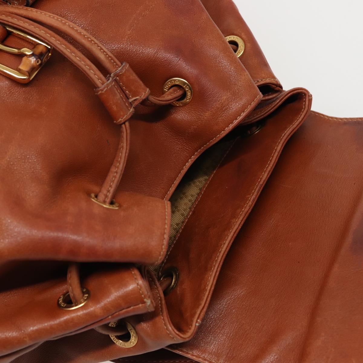 GUCCI Bamboo Backpack Leather Brown 003 2058 0016 76808