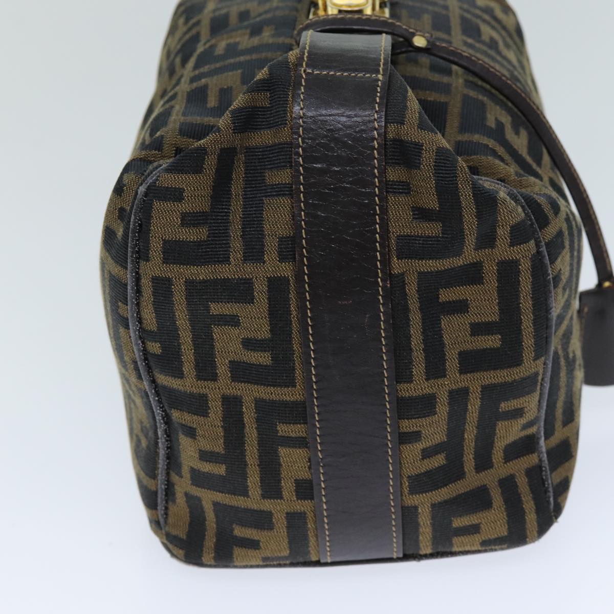 FENDI Zucca Canvas Vanity Cosmetic Pouch Brown Black 76814