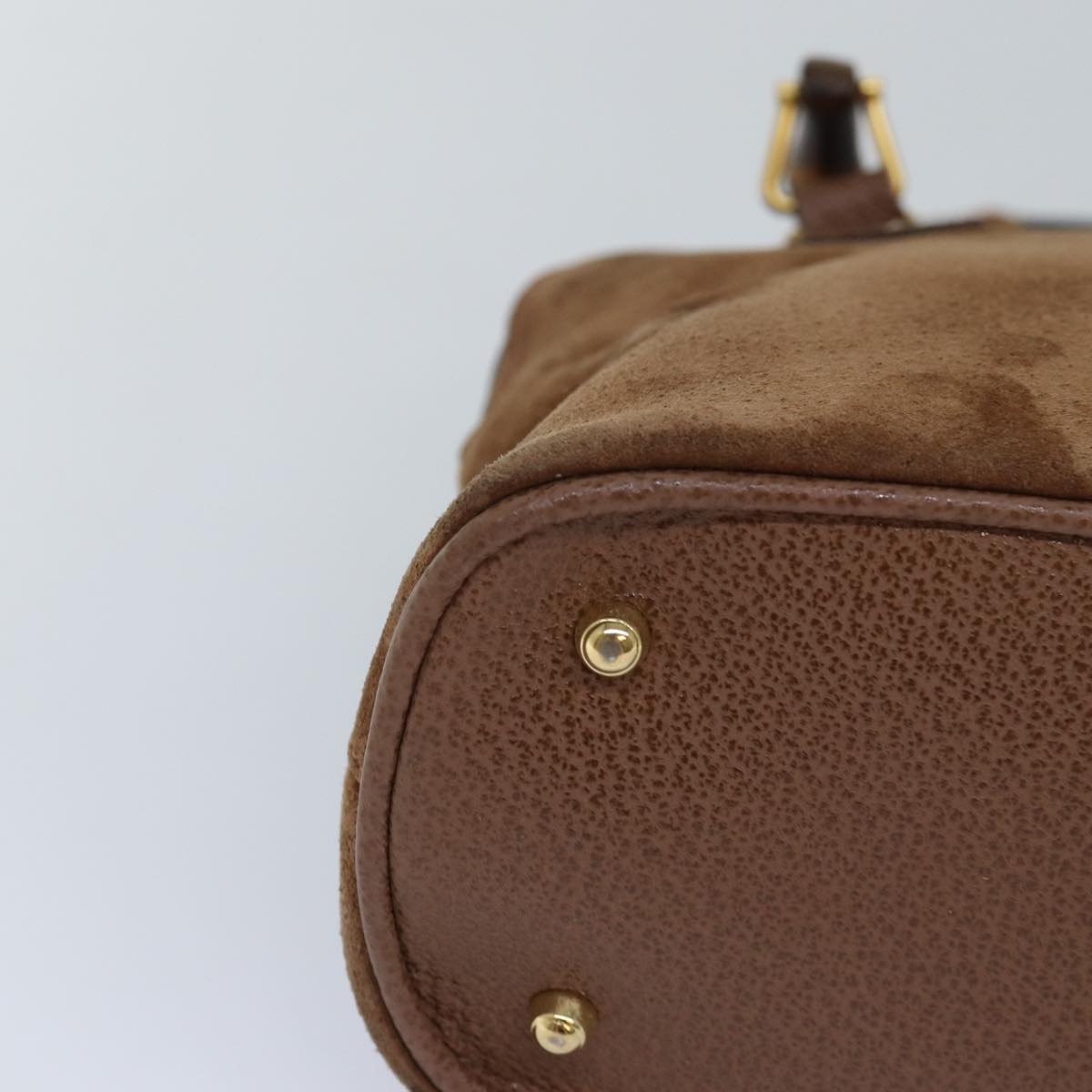 GUCCI Bamboo Hand Bag Suede Brown 76832