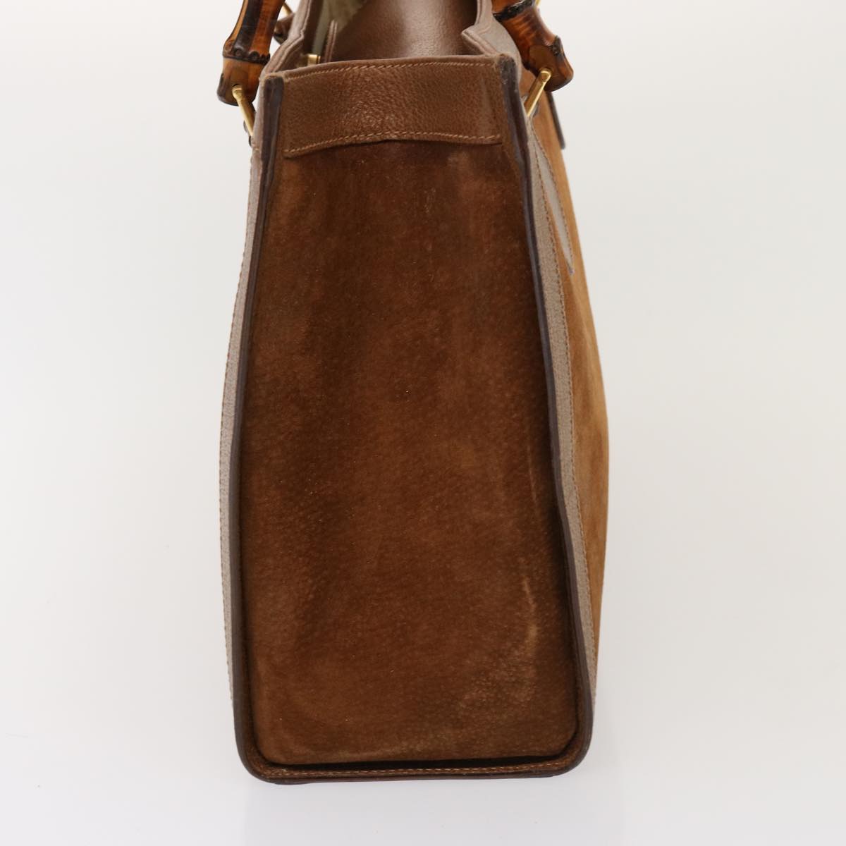 GUCCI Bamboo Tote Bag Suede Leather Brown 002 853 0260 76848