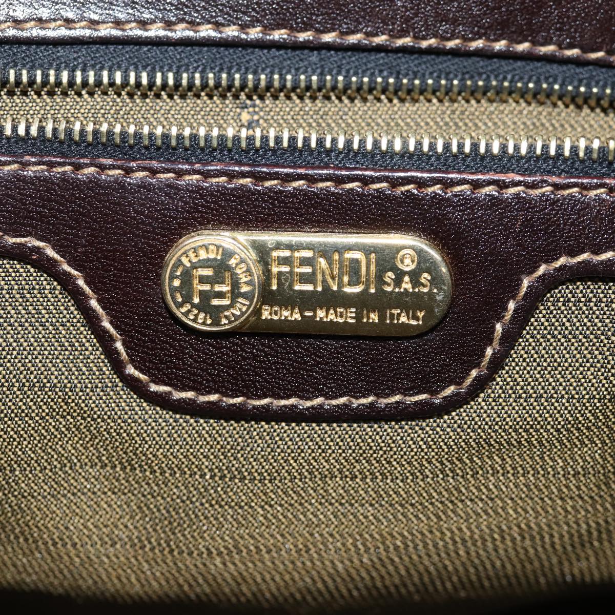 FENDI Zucca Canvas Hand Bag 2way Brown Black 76858