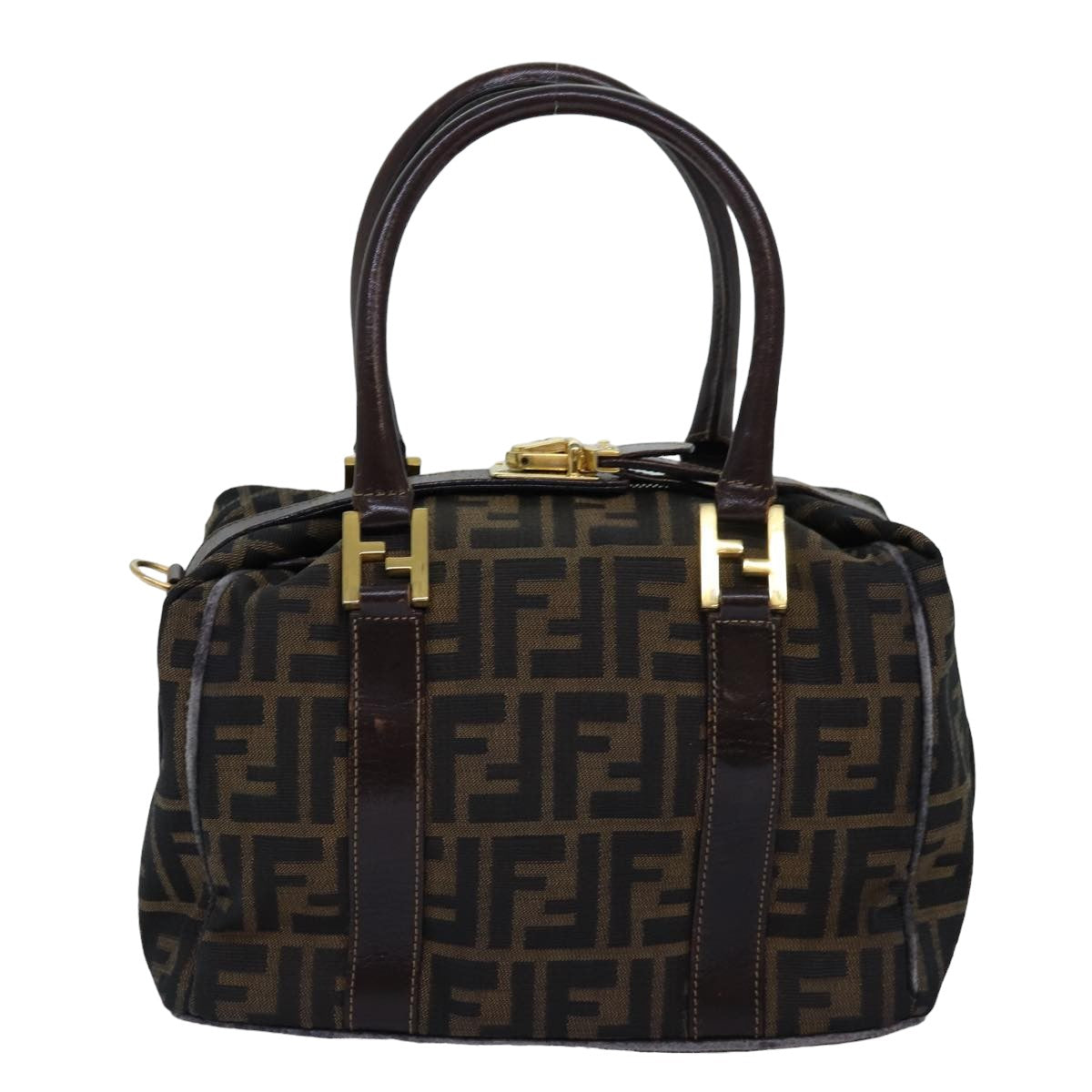 FENDI Zucca Canvas Hand Bag 2way Brown Black 76858