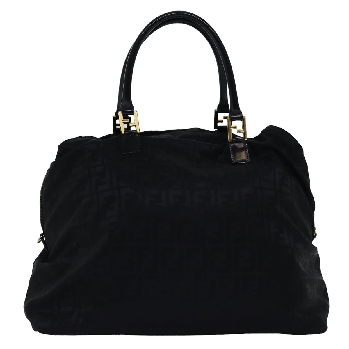 FENDI Zucca Canvas Hand Bag Black Brown 76859