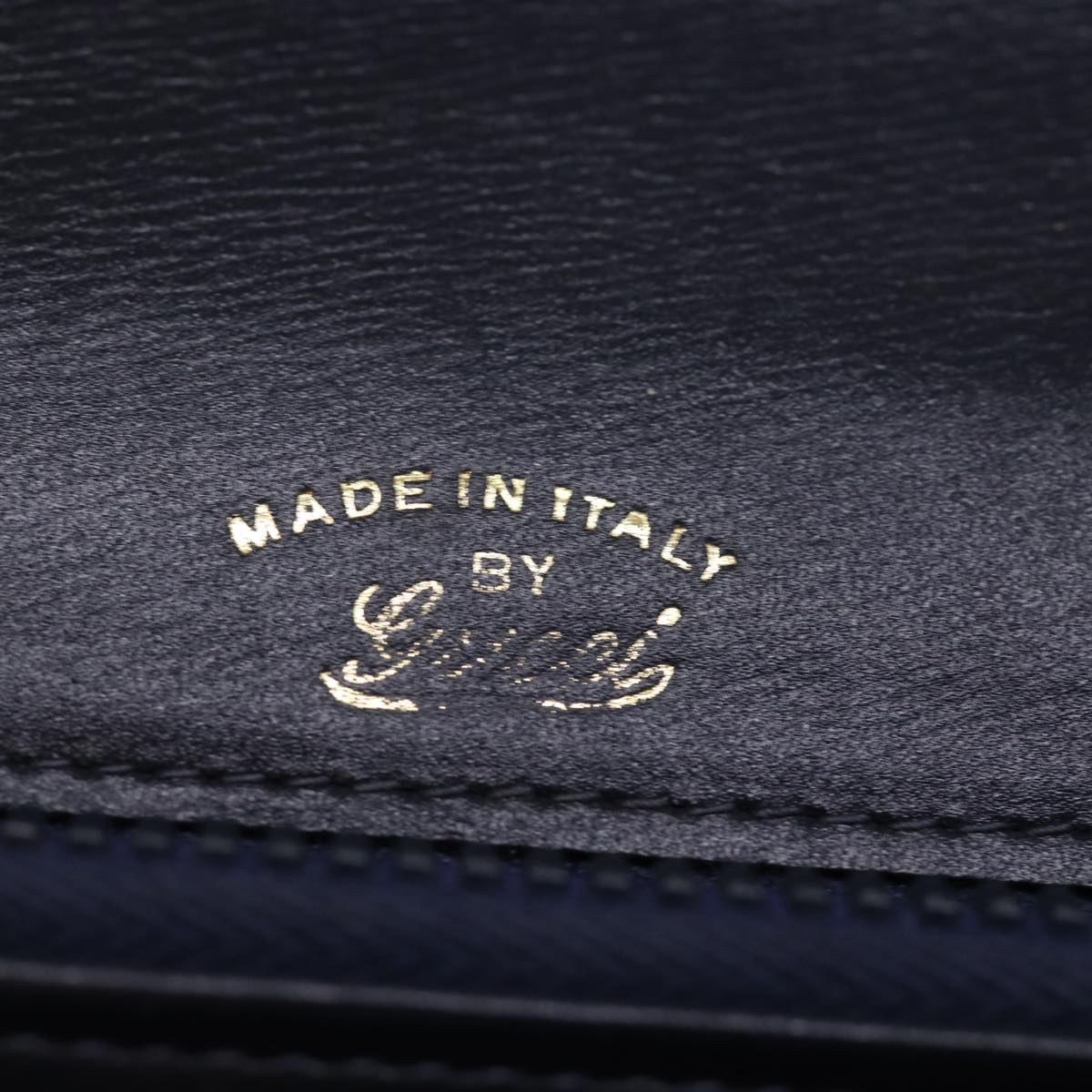 GUCCI Hand Bag Leather Navy 76886