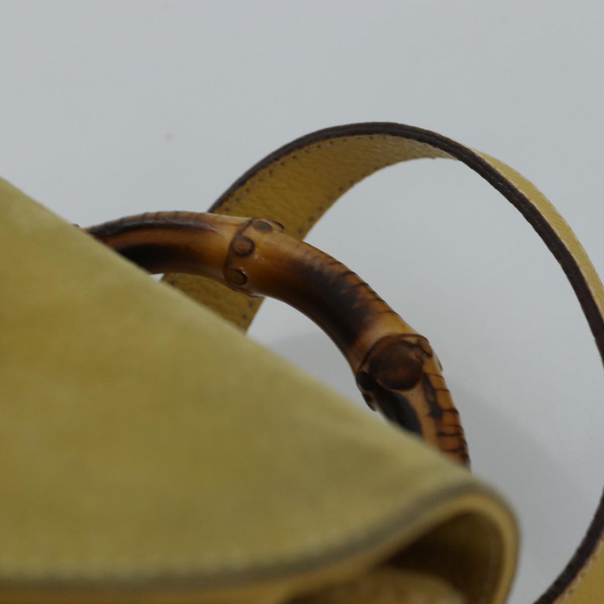 GUCCI Bamboo Backpack Suede Leather Yellow 003 2058 0030 76895