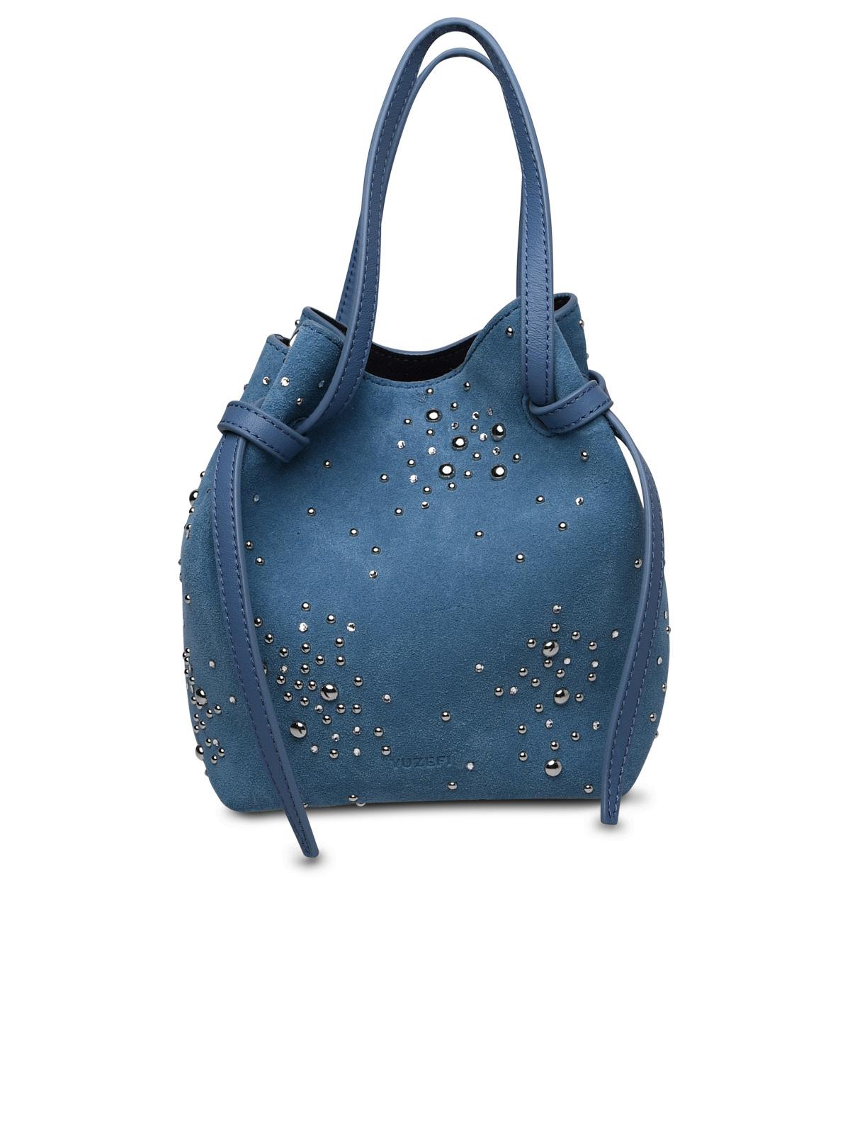 Yuzefi Light Blue Suede Bag Woman
