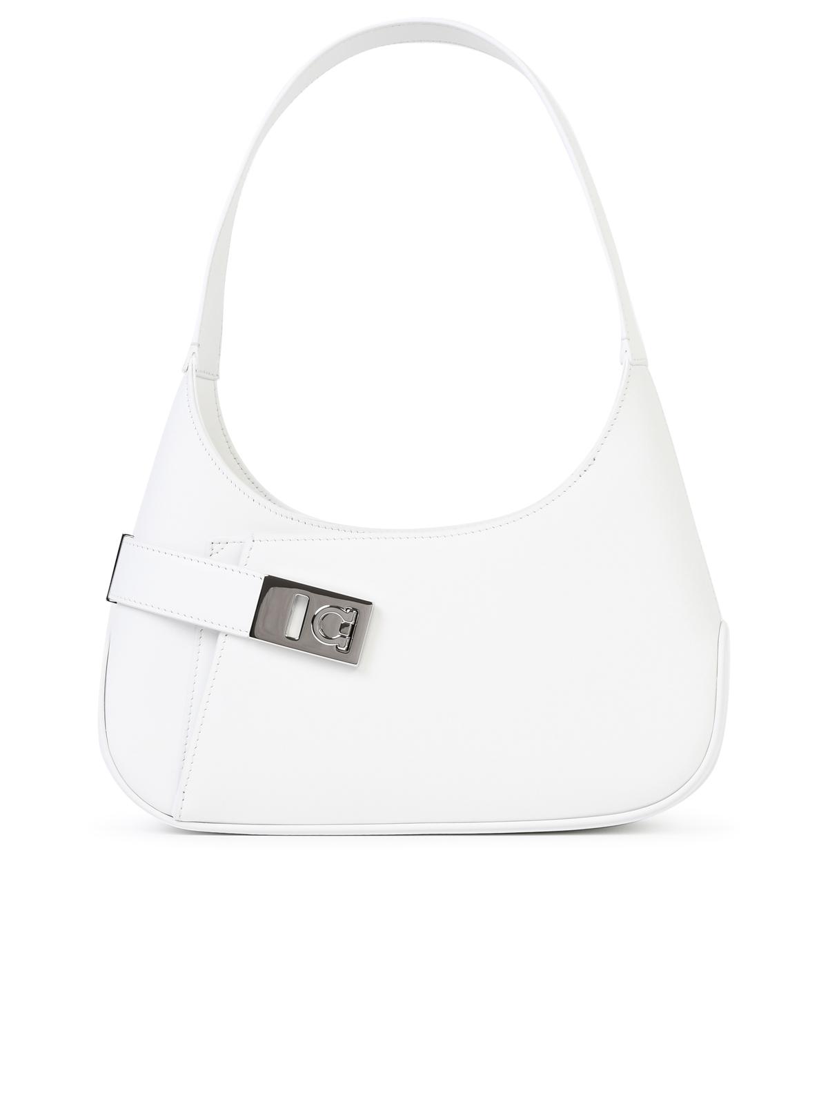 Salvatore Ferragamo 'Hobo' White Smooth Calf Leather Bag Woman