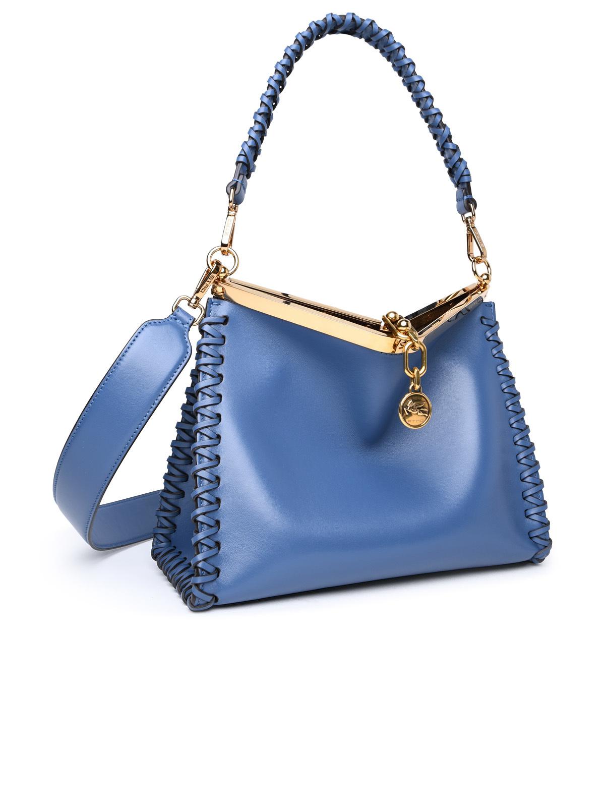 Etro Medium 'Vela' Blue Leather Bag Woman